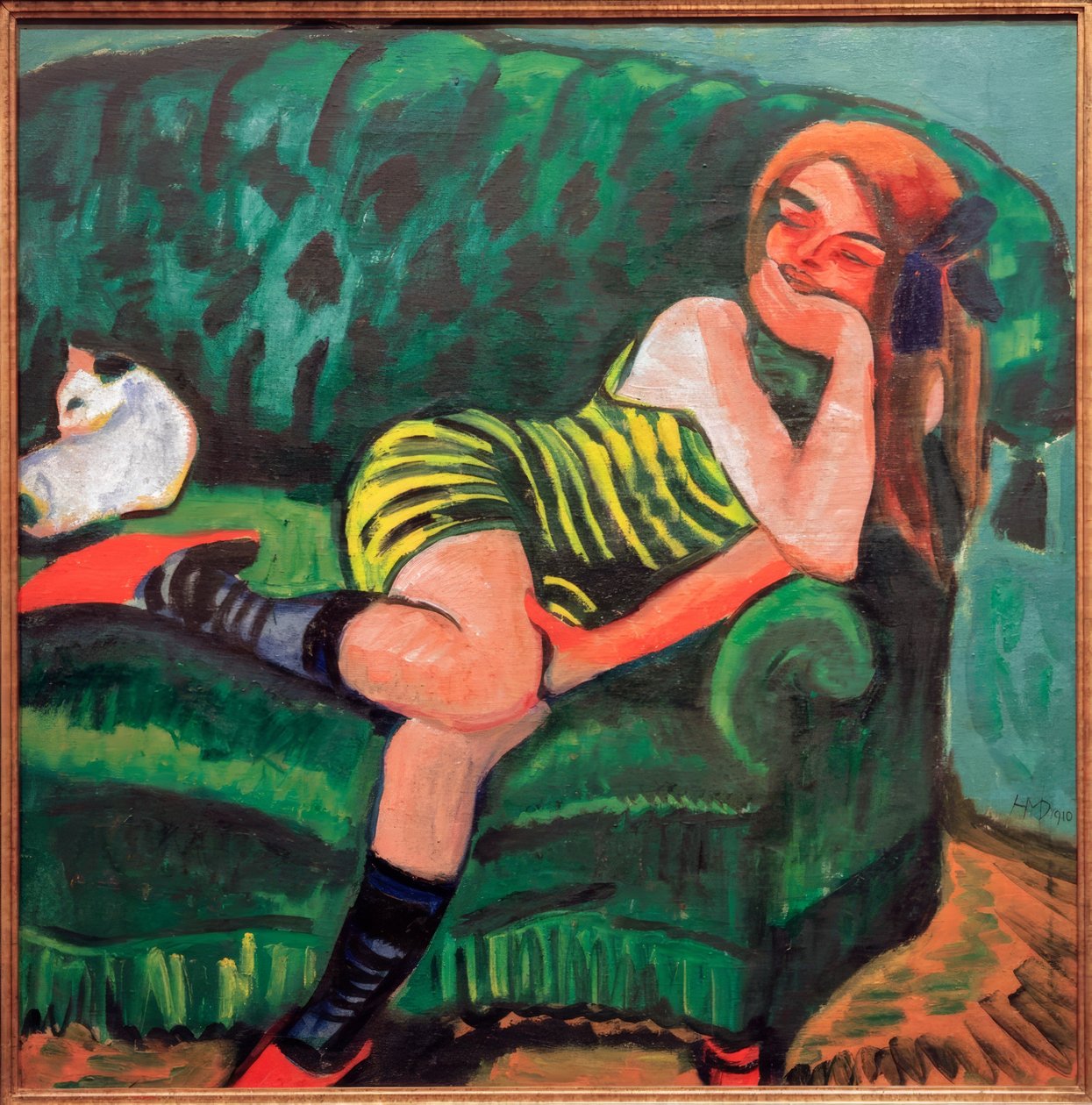 Flicka på grön soffa… av Max Pechstein