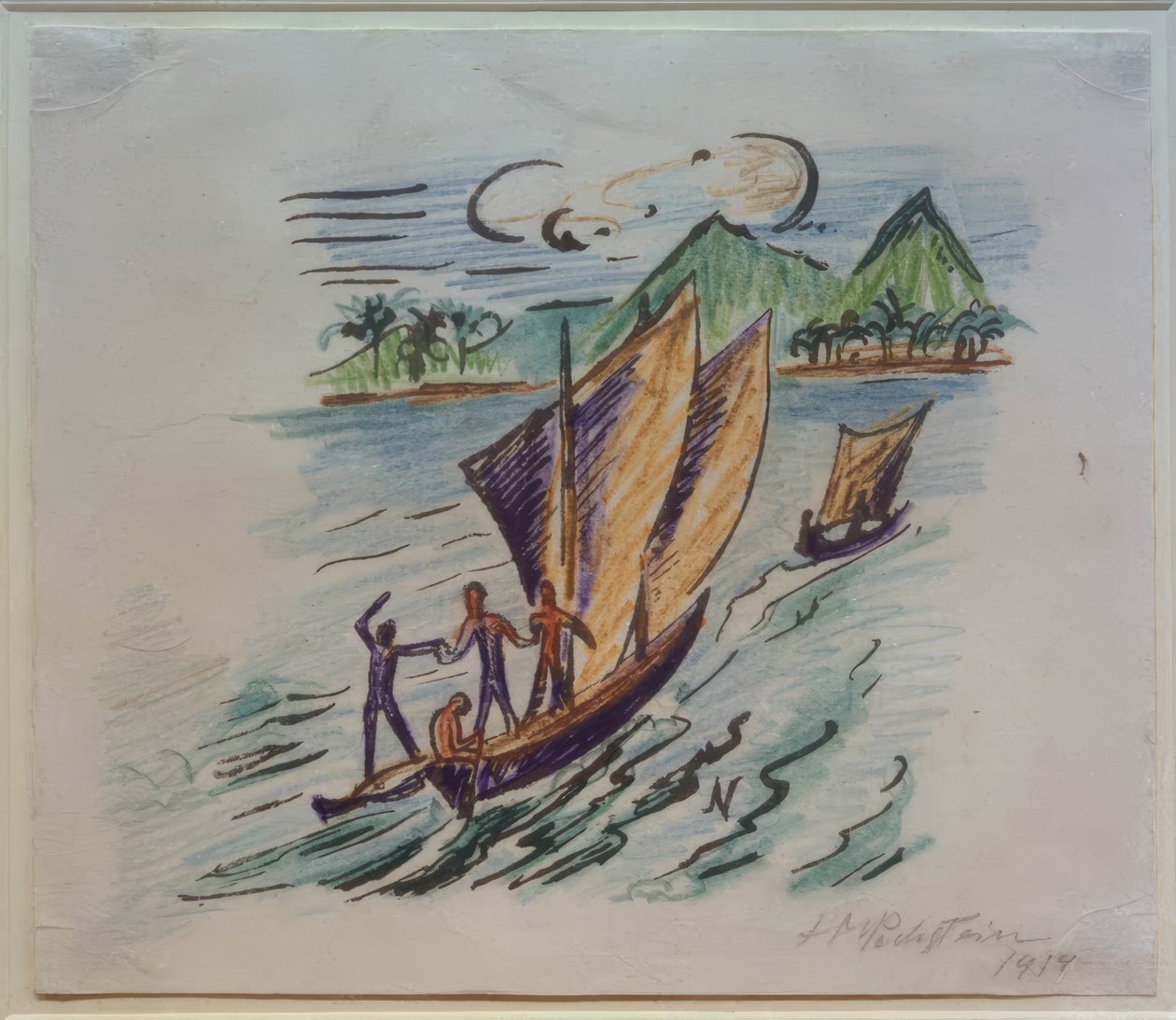 Resebilder Italien - Sydhavet (segelbåtar på Palau) av Max Pechstein