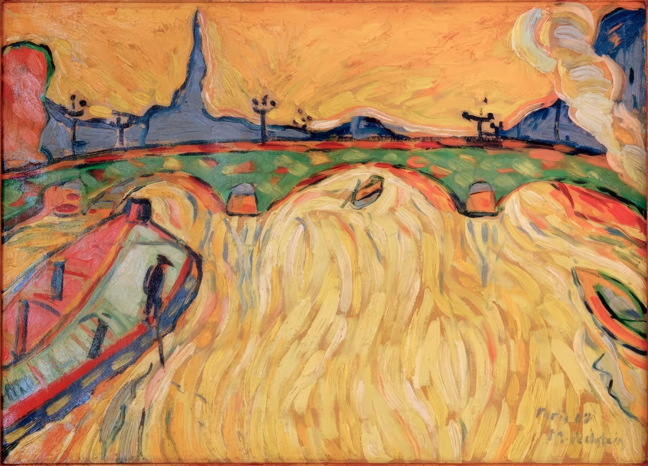 Hans med bro och pråmar av Max Pechstein