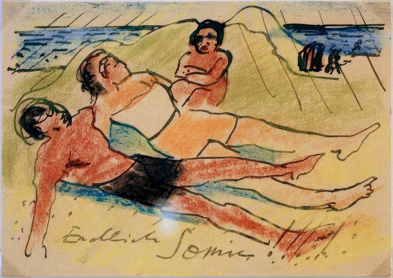 Sola på stranden av Max Pechstein