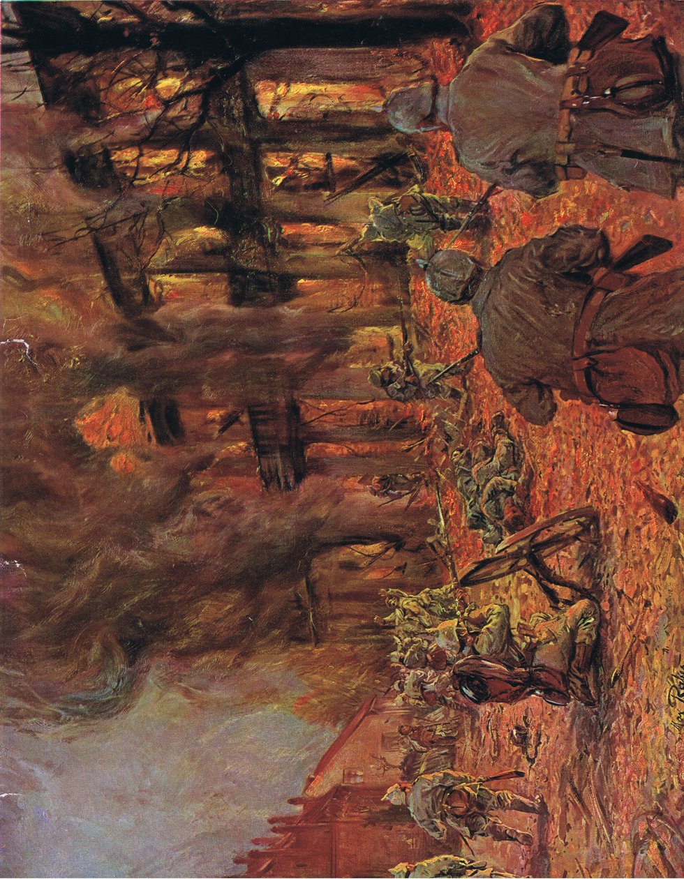 Gatustrid i Hohenskein, illustration från Hindenburg publicerad av Daterlandischer Derlag C U Weller Berlin, 1922 av Max Rabes