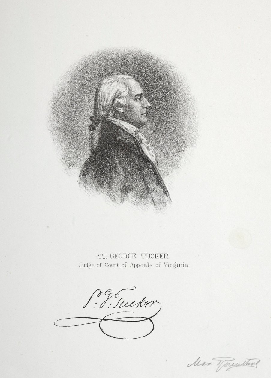 St. George Tucker, domare vid appellationsdomstolen i Virginia. av Max Rosenthal