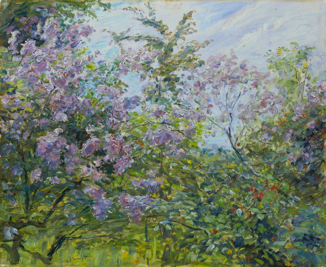 Blommande syren, ca 1921 (olja på trä) av Max Slevogt