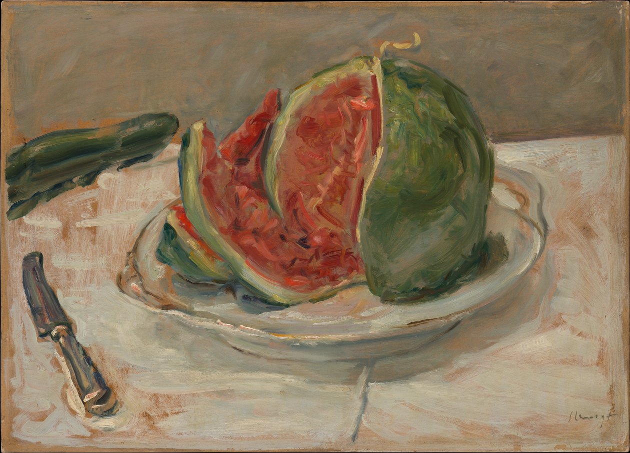 Stilleben med vattenmelon av Max Slevogt