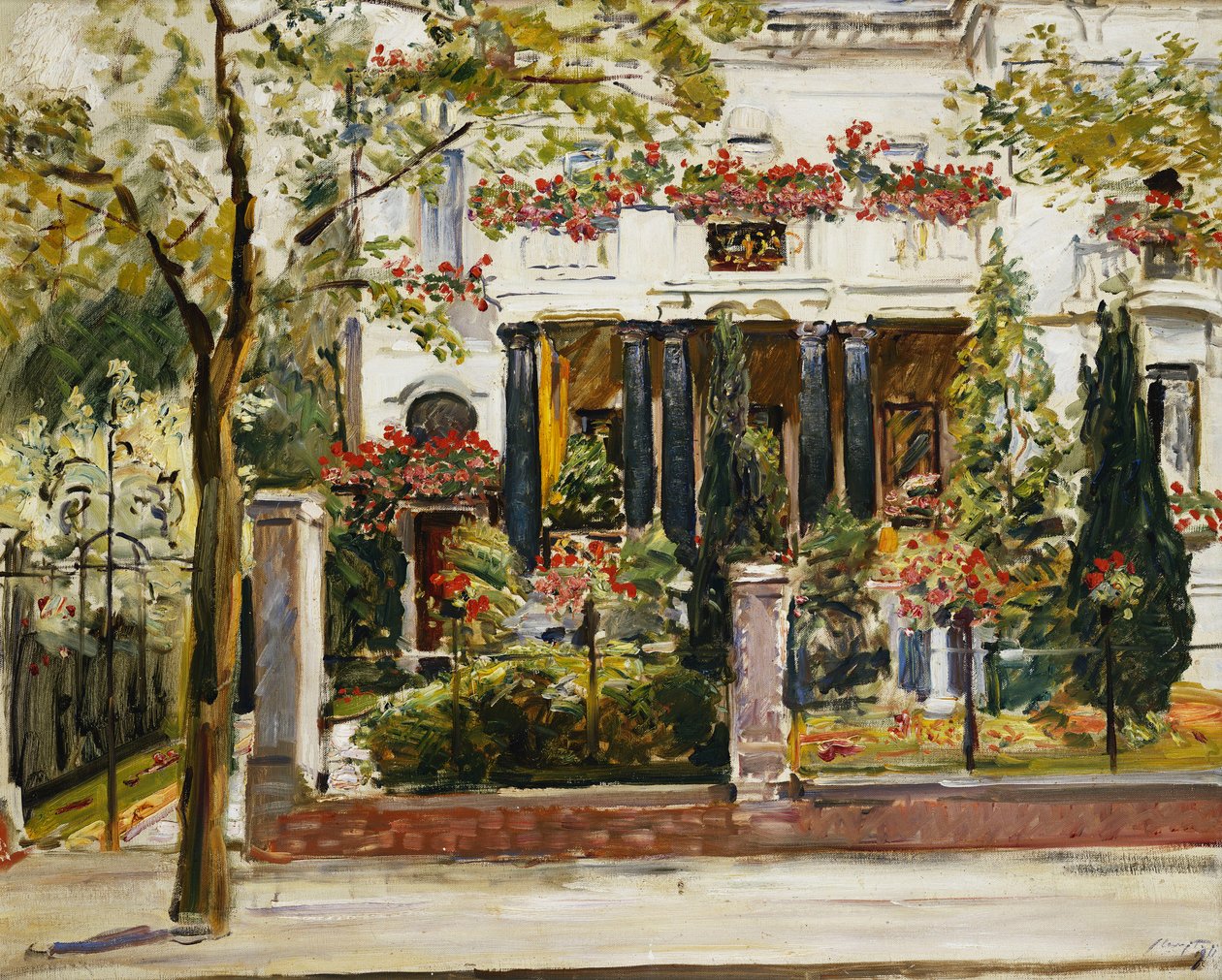 Framträdgården i Steinbart-villan i Berlin; Framträdgården till Steinbarts villa i Berlin, 1911 av Max Slevogt