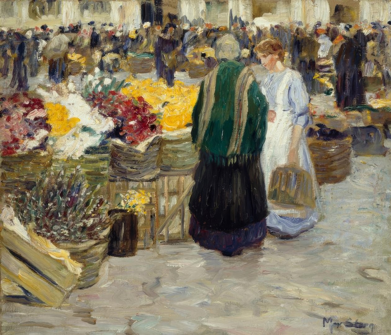 Blomstermarknad vid Rochuskirche av Max Stern