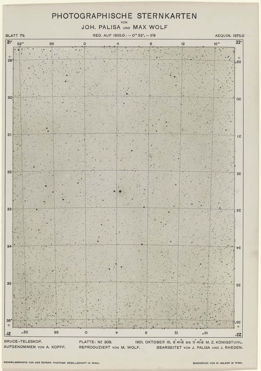 Fotografiska stjärndiagram 15 oktober 1901, 654. Skapare: Max Wolf, Johann Palisa. av Max Wolf, Johann Palisa