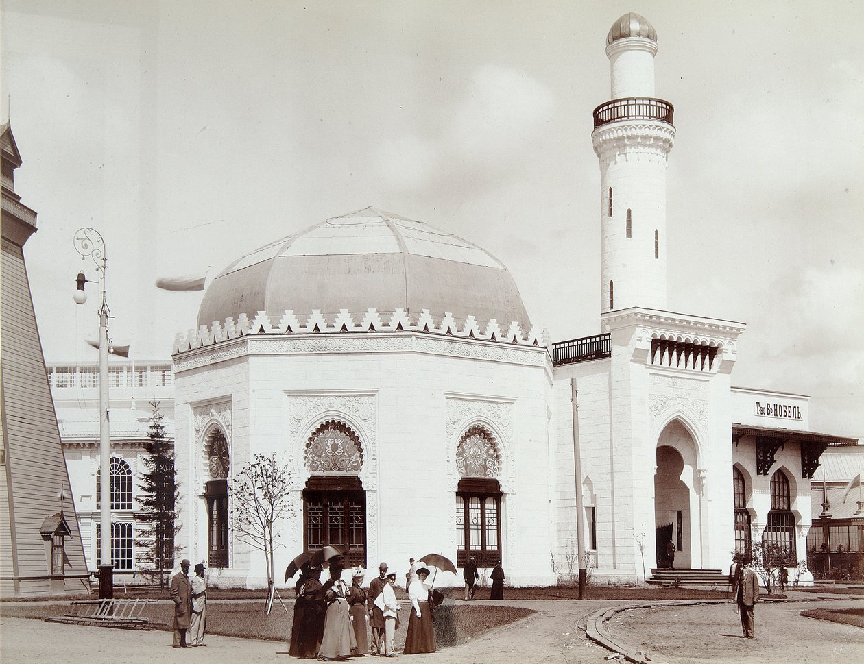 Panorama över Nobelkompaniet, All-Russia Exhibition, Nizhny Novgorod, Ryssland, 1896. av Maxim Dmitriev