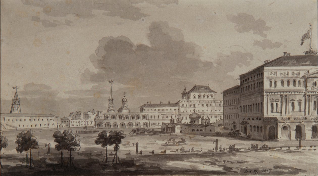 Moskva Kreml före byggandet av Grand Kremlin Palace, 1817 av Maxim Nikiphorovich Vorobyev