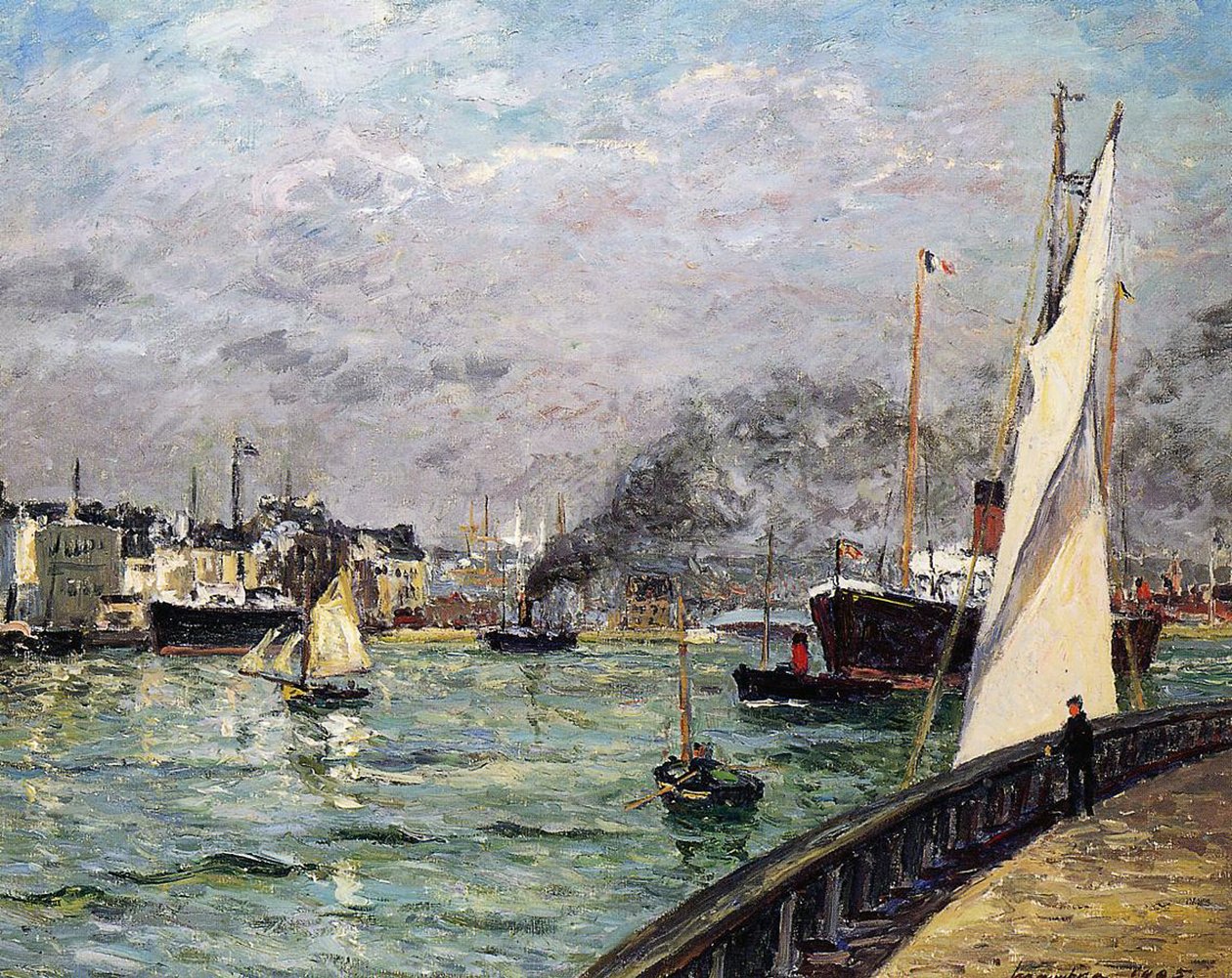 Hamnen i Le Havre, Normandie, 1905 av Maxime Emile Louis Maufra