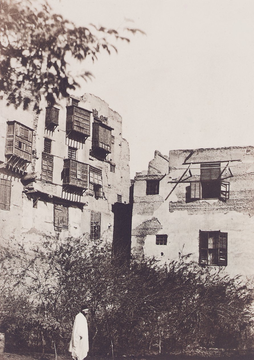 Kairo, hus och trädgård i de franska kvarteren, med Gustave Flaubert, 1850 av Maxime Du Camp