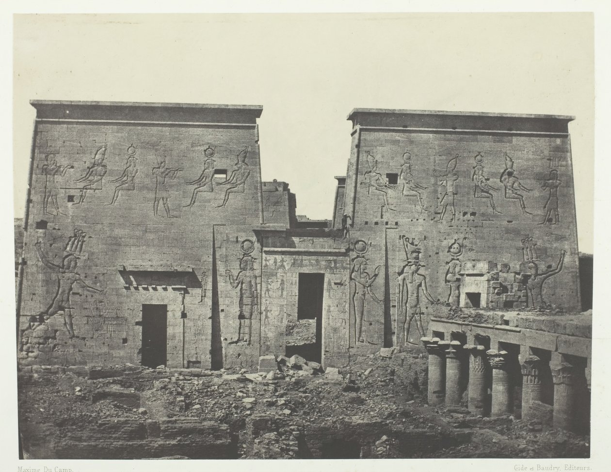 Drômos et Philônes, Isis stora tempel i Pilônes, Nubia, 184951, tryckt 1852. av Maxime Du Camp