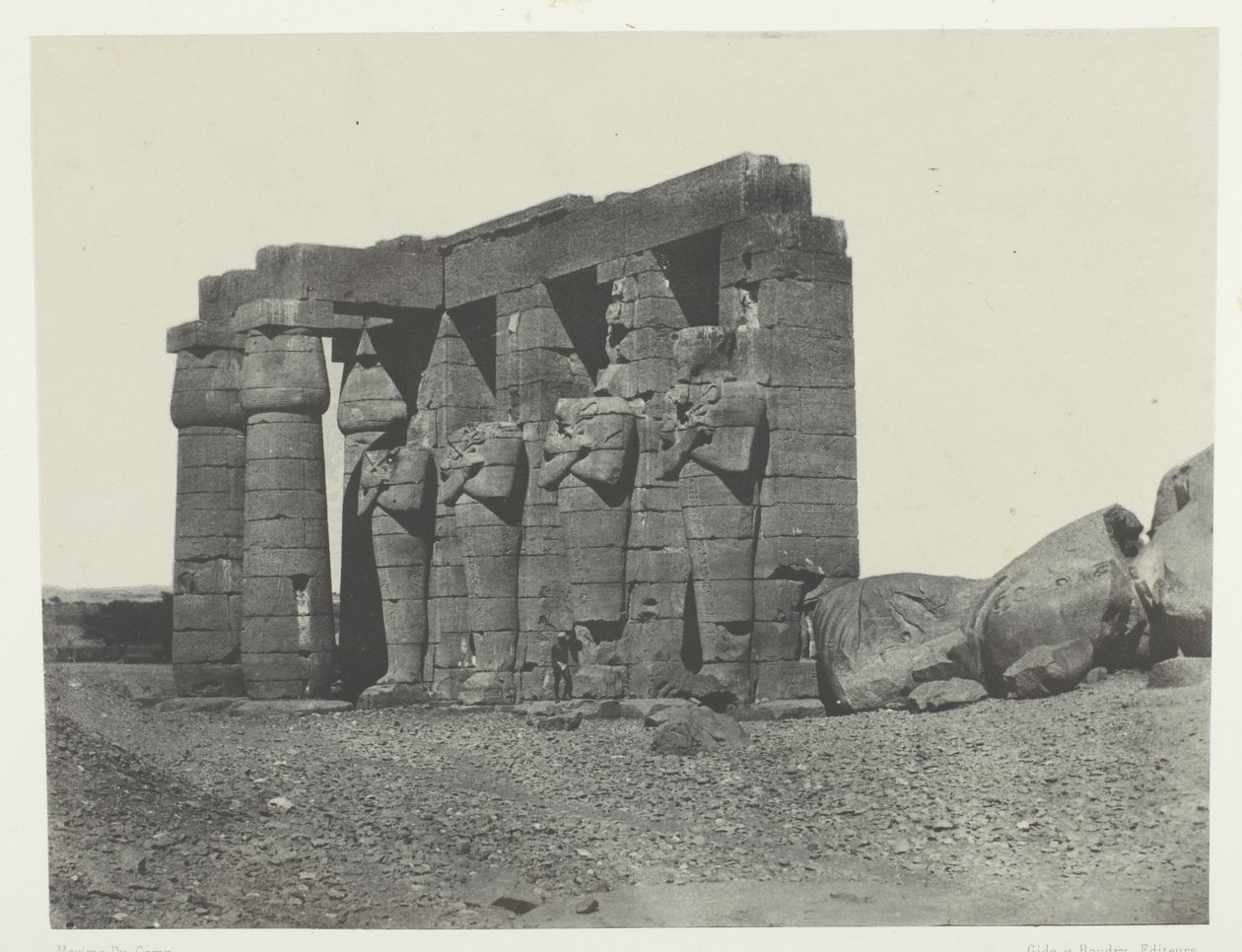 Gournah, Perystyle från Osymandias grav (Ramesseum Occidental); Thebe, plansch 59 från albumet "Egypte, Nubie, Palestine et Syrie" (1852) av Maxime Du Camp