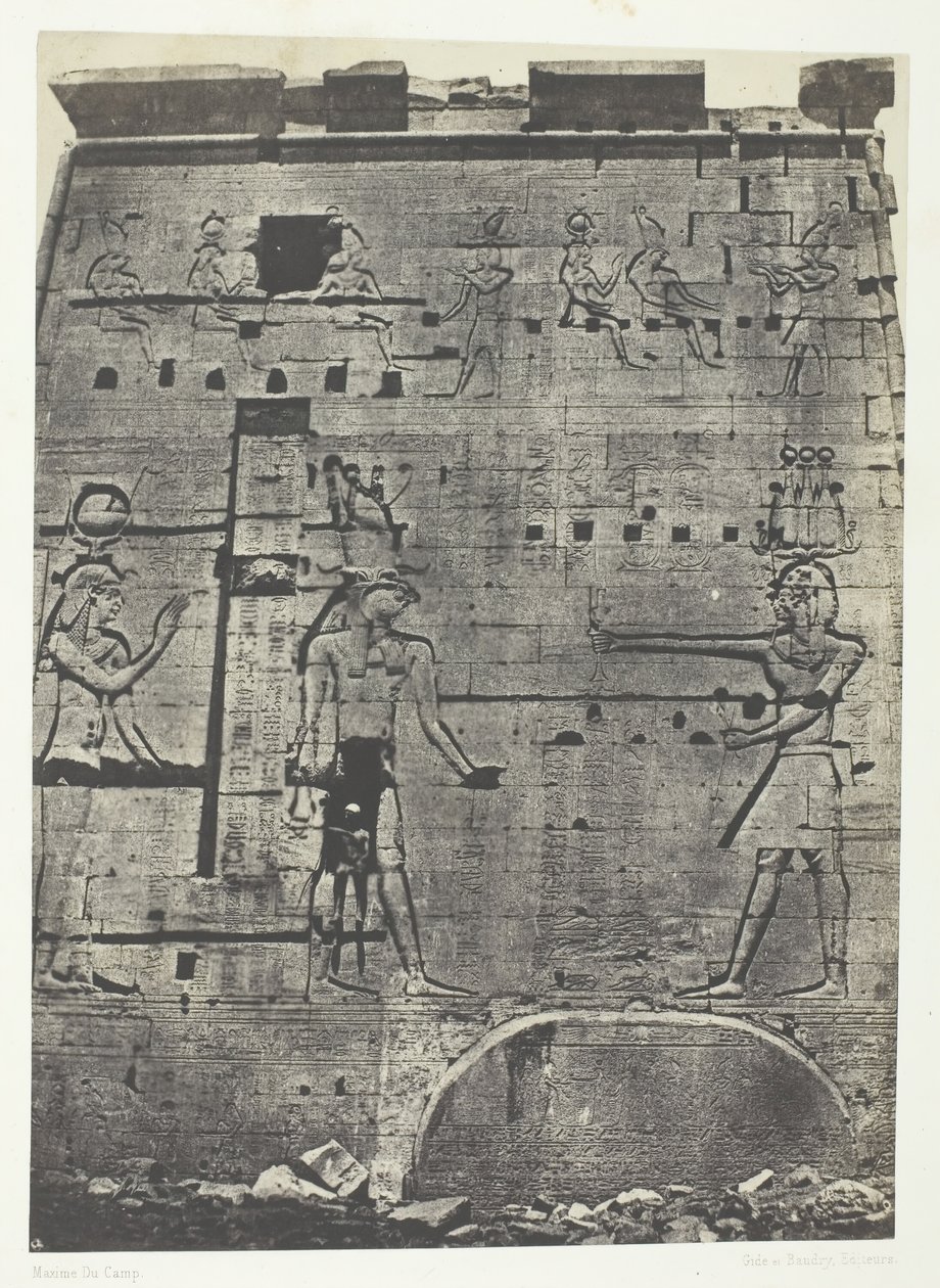 Great Temple of Isis i Philoe, Second Pylon, Nubia, 184951, tryckt 1852. av Maxime Du Camp