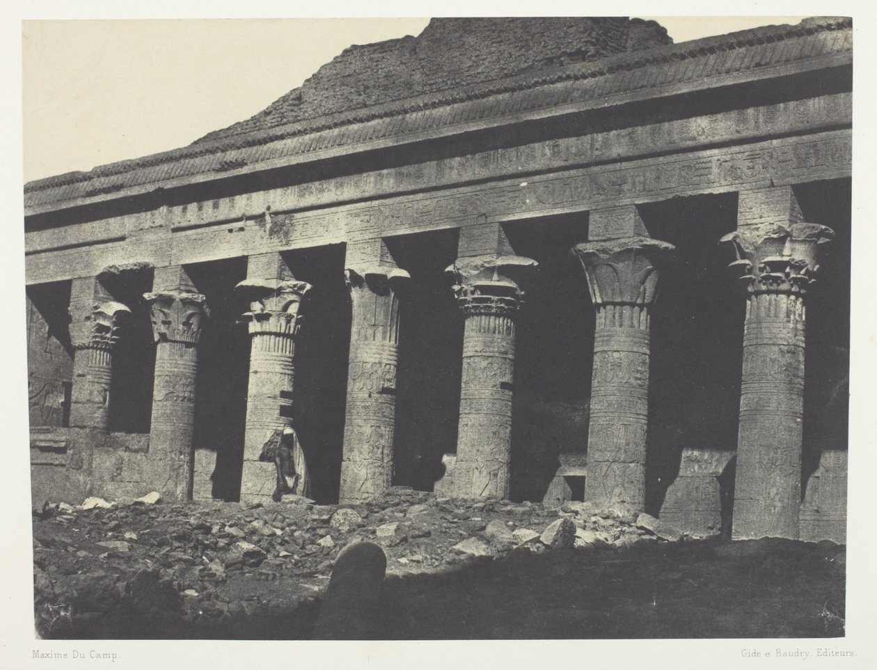 Isis stora tempel i Philoe, Galerie Orientale; Nubien, plansch 73 från albumet "Egypte, Nubie, Palestine et Syrie" (1852) av Maxime Du Camp
