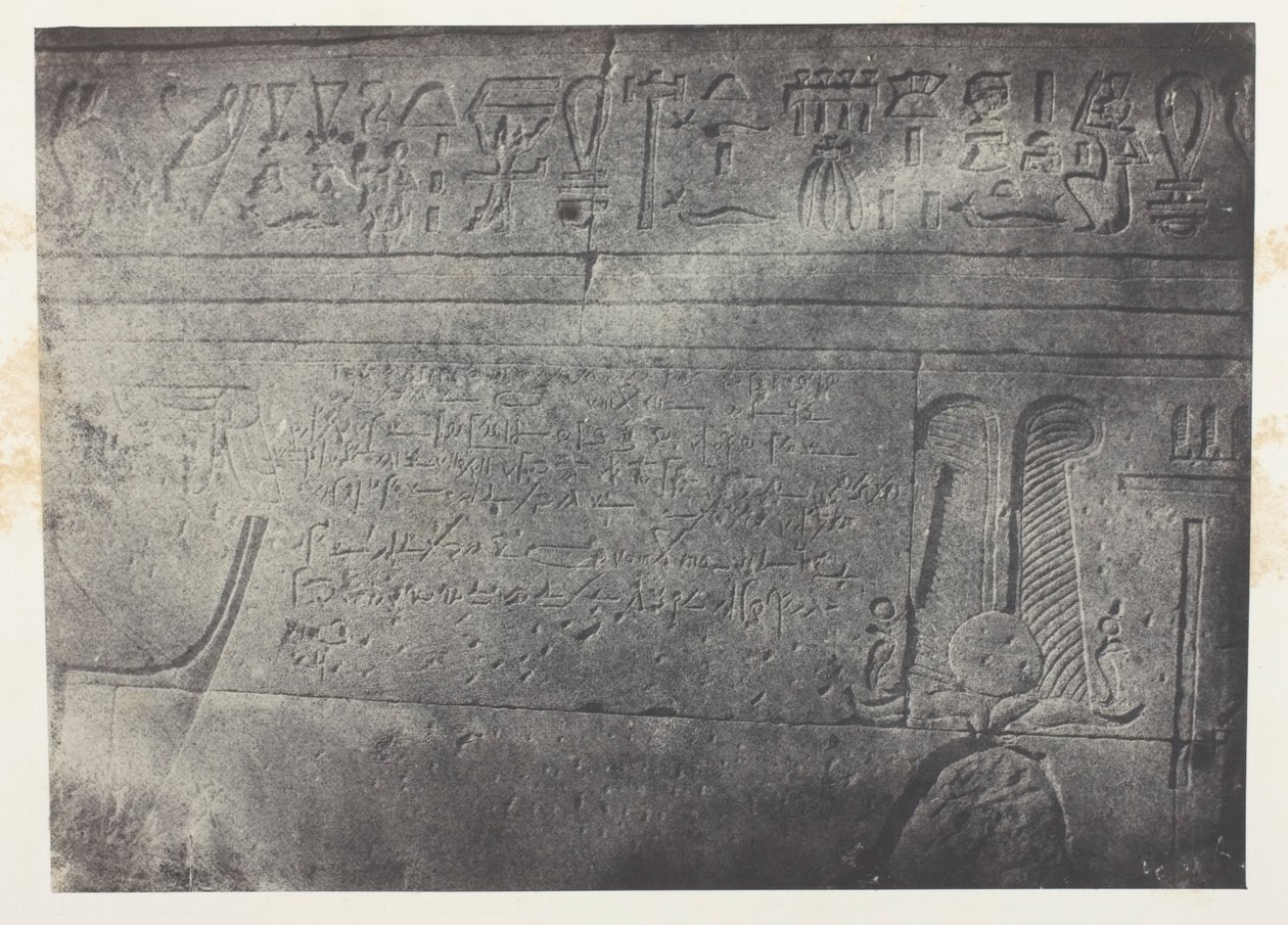 Isis stora tempel vid Philoe, demotisk inskription; Nubien, plansch 76 från albumet "Egypte, Nubie, Palestine et Syrie" (1852) av Maxime Du Camp