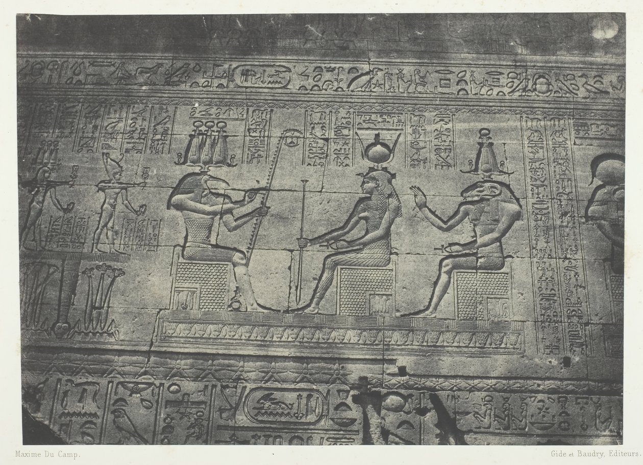 Great Temple of Dendera Teutyres, skulpturer av den bakre fasaden, övre Egypten, 184951. av Maxime Du Camp