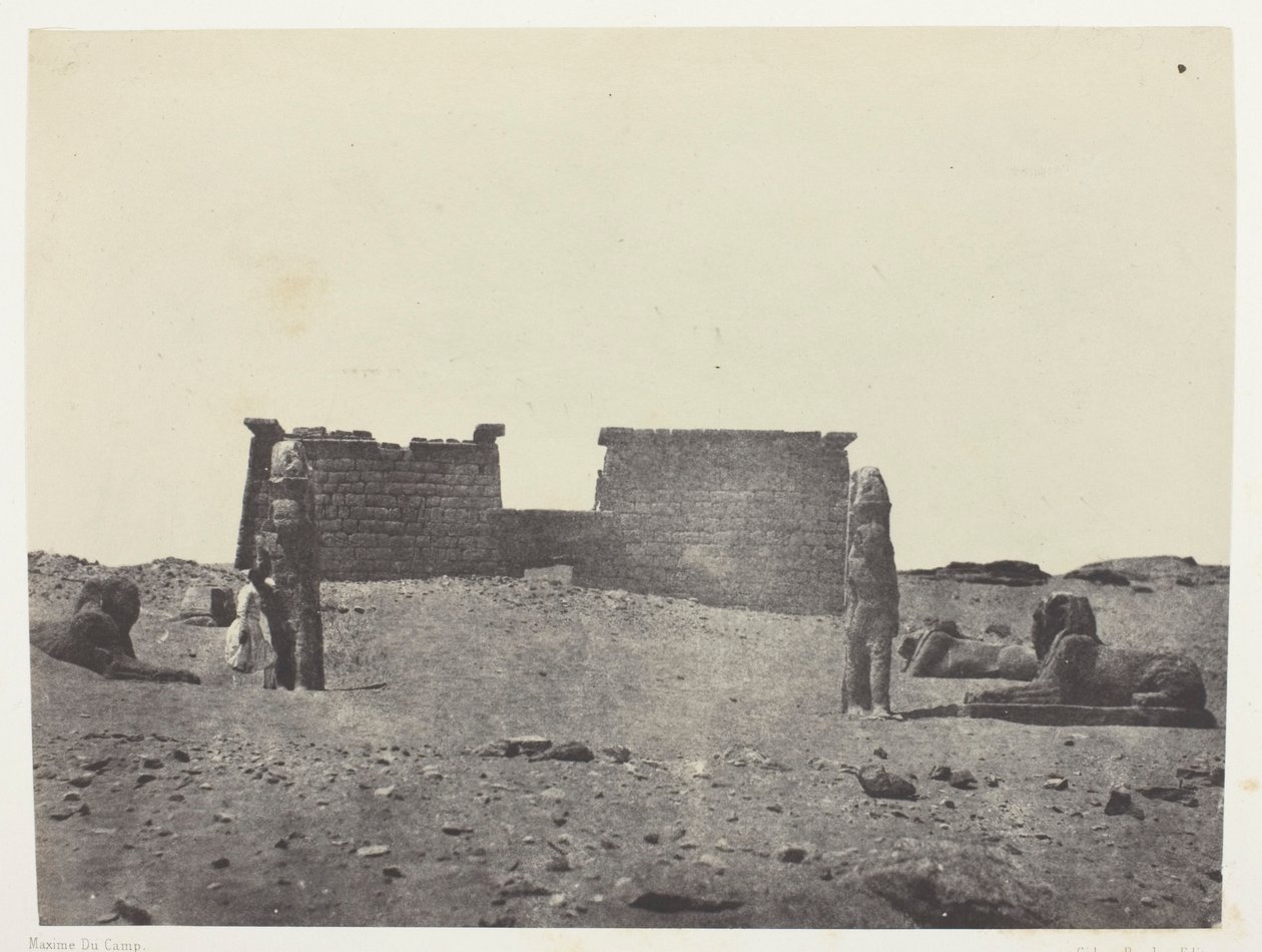 Hémi-Spéos De Séboua, Drômos; Nubie, plansch 97 från albumet "Egypte, Nubie, Palestine et Syrie" (1852) av Maxime Du Camp