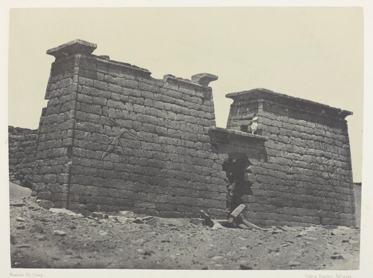 Hémi-Spéos De Séboua, Pylons; Nubia, plansch 98 från albumet "Egypte, Nubie, Palestine et Syrie" (1852) av Maxime Du Camp