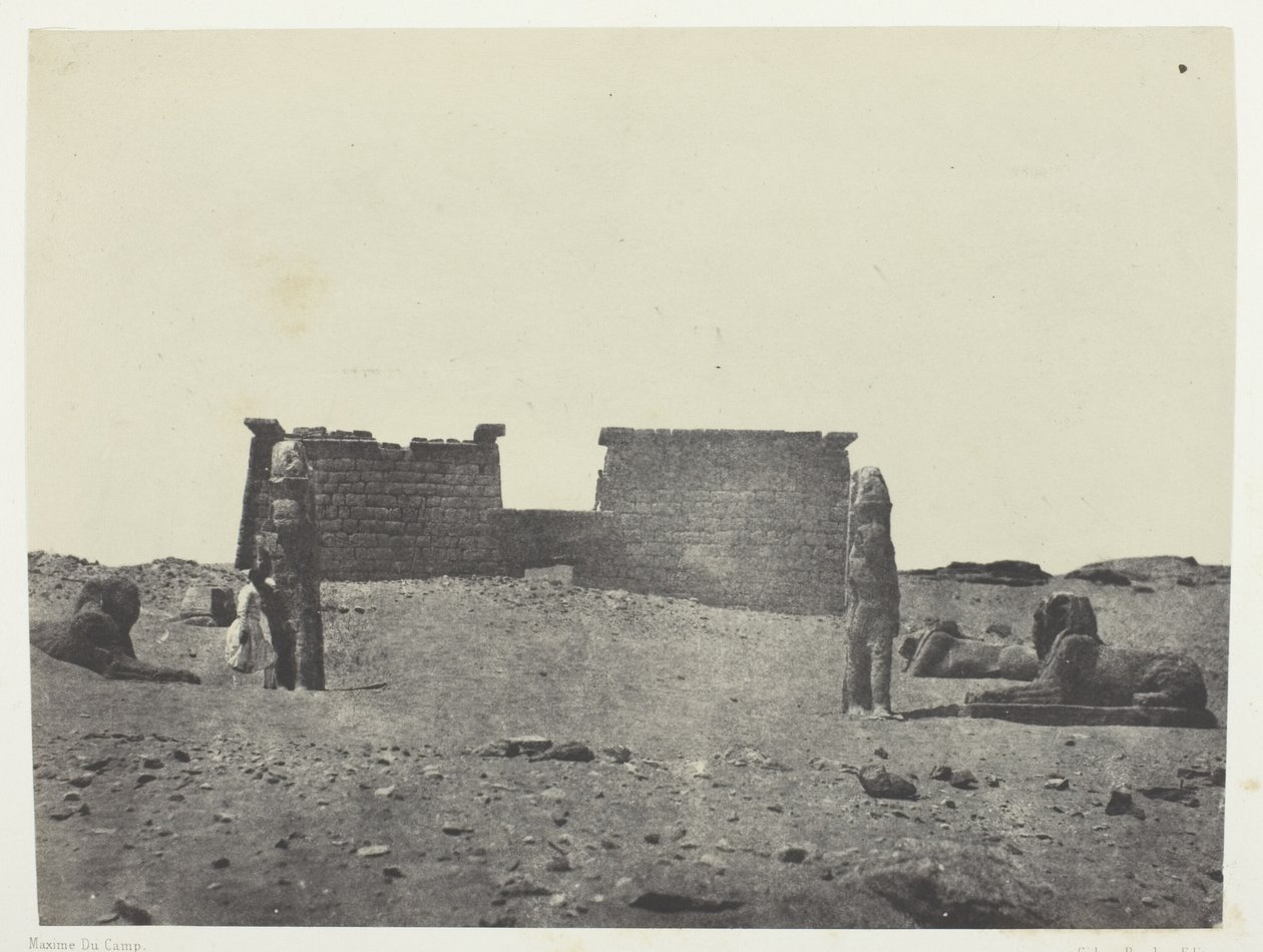 Hémi-Spéos De Séboua, Drômos; Nubie, plansch 97 från albumet "Egypte, Nubie, Palestine et Syrie" (1852) av Maxime Du Camp