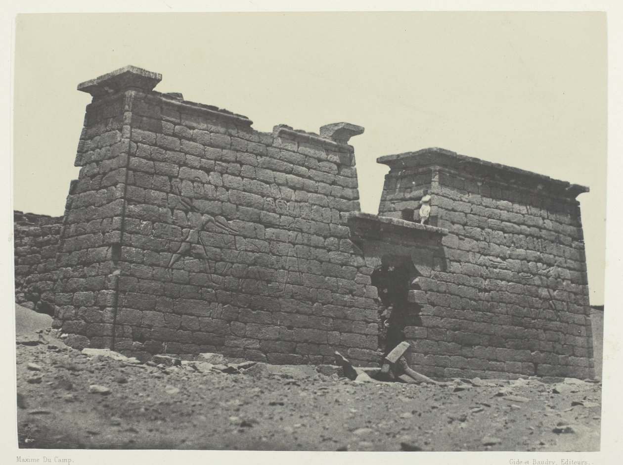 Hémi-Spéos De Séboua, Pylons; Nubia, plansch 98 från albumet "Egypte, Nubie, Palestine et Syrie" (1852) av Maxime Du Camp
