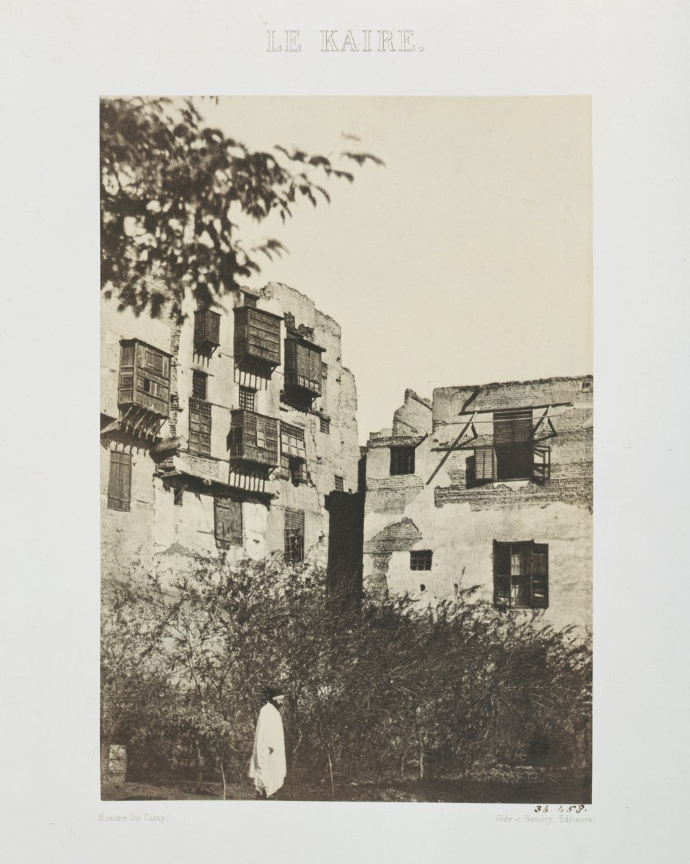 Hus och trädgård i de franska kvarteren, Egypten, 1850 (saltpapperskopia från vaxpappersnegativ) av Maxime Du Camp