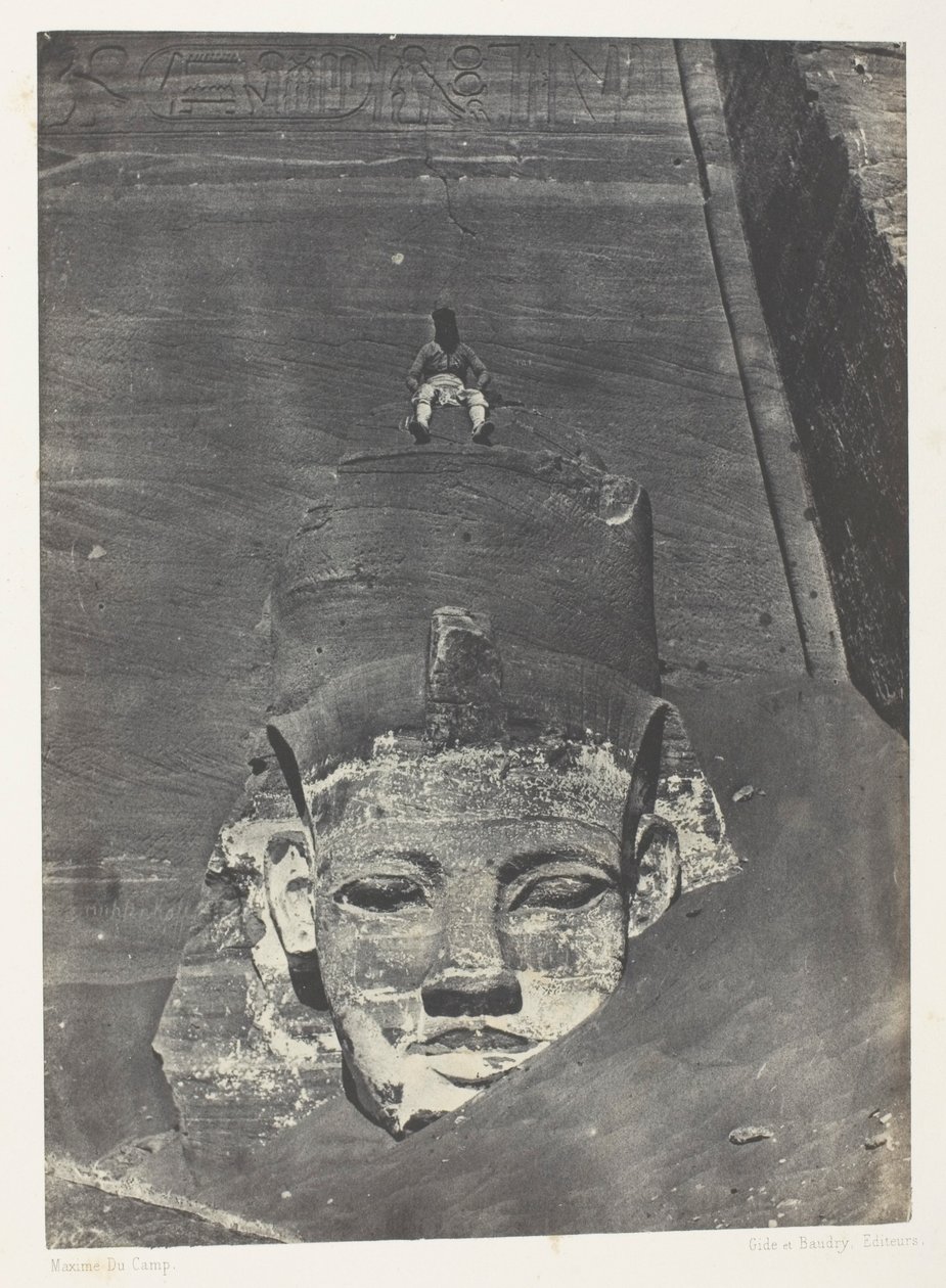 Ibsamboul, Colosse Occidental Du Spéos De Phrè; Nubien, plansch 107 från albumet "Egypte, Nubie, Palestine et Syrie" (1852) av Maxime Du Camp