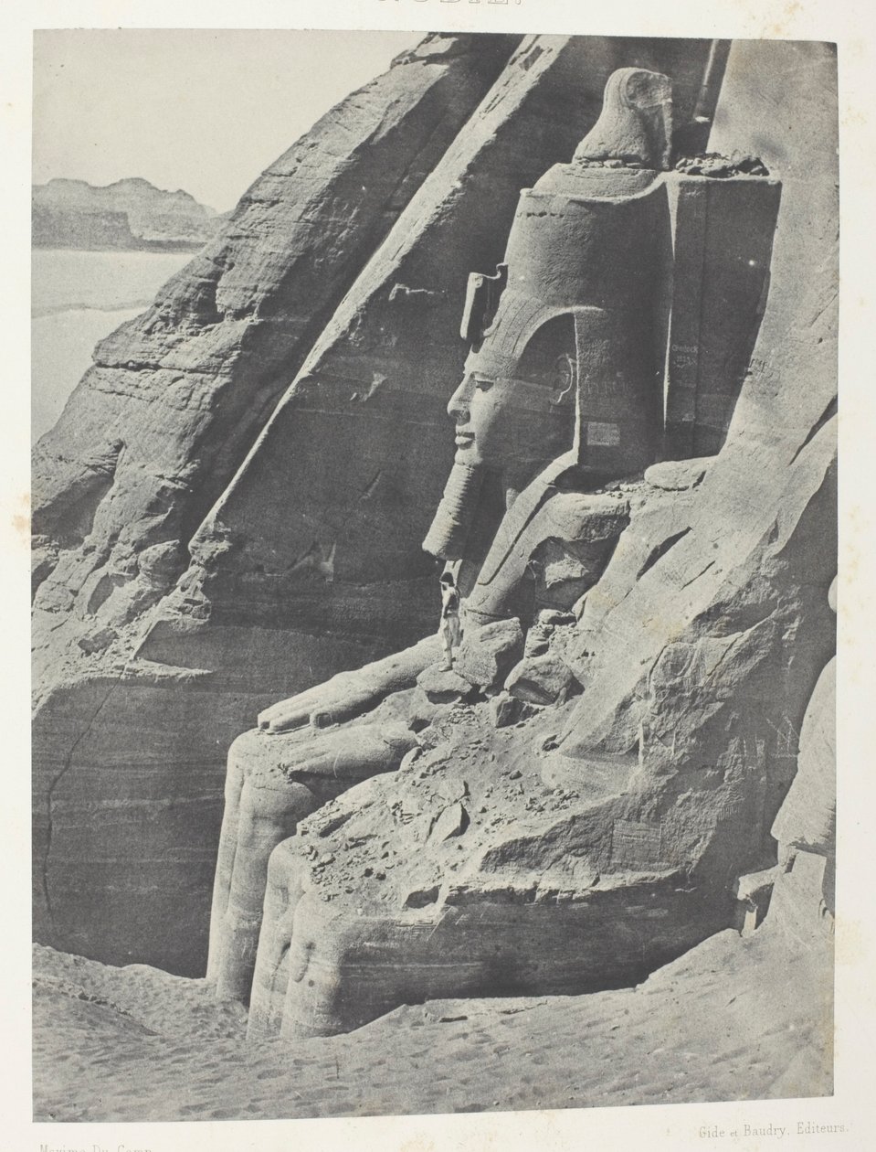 Ibsamboul, Colosse Oriental Du Spéos De Phrè, Vu De Profil; Nubie, plansch 104 från albumet "Egypte, Nubie, Palestine et Syrie" (1852) av Maxime Du Camp