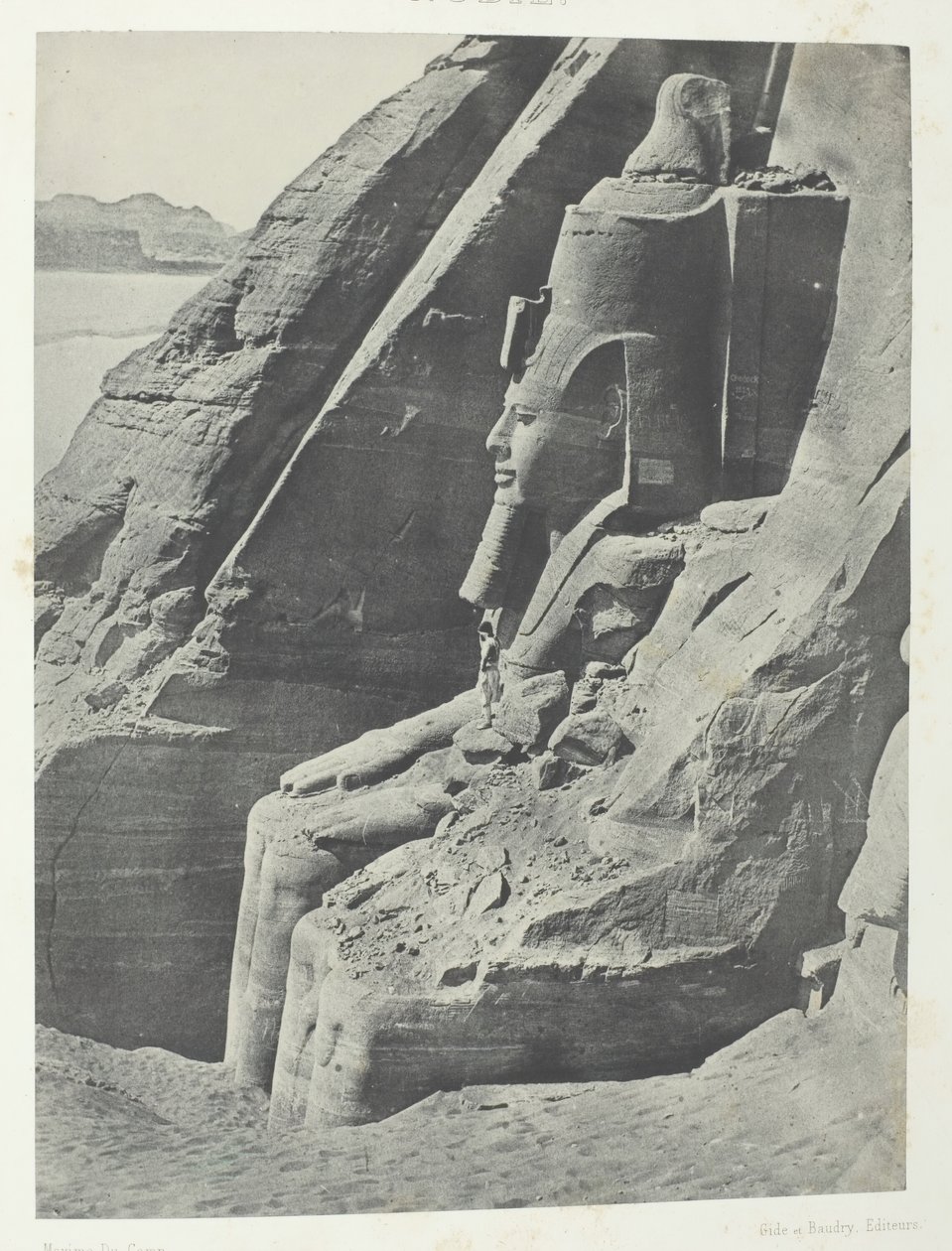 Ibsamboul, Oriental Colossus Of Spéos De Phrè, Seen In Profile, Nubia, 184951, tryckt 1852. av Maxime Du Camp