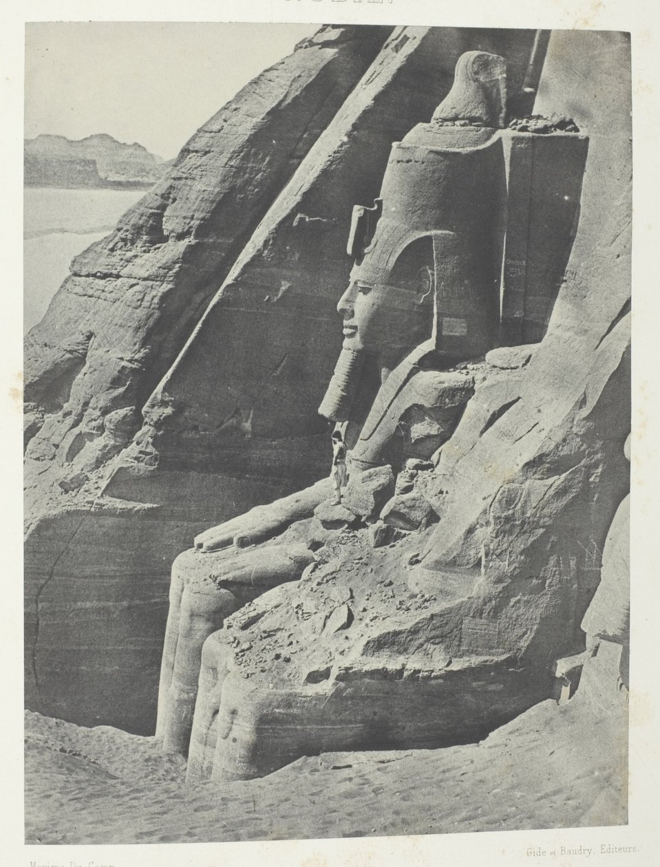 Ibsamboul, Colosse Oriental Du Spéos De Phrè, Vu De Profil; Nubie, plansch 104 från albumet "Egypte, Nubie, Palestine et Syrie" (1852) av Maxime Du Camp