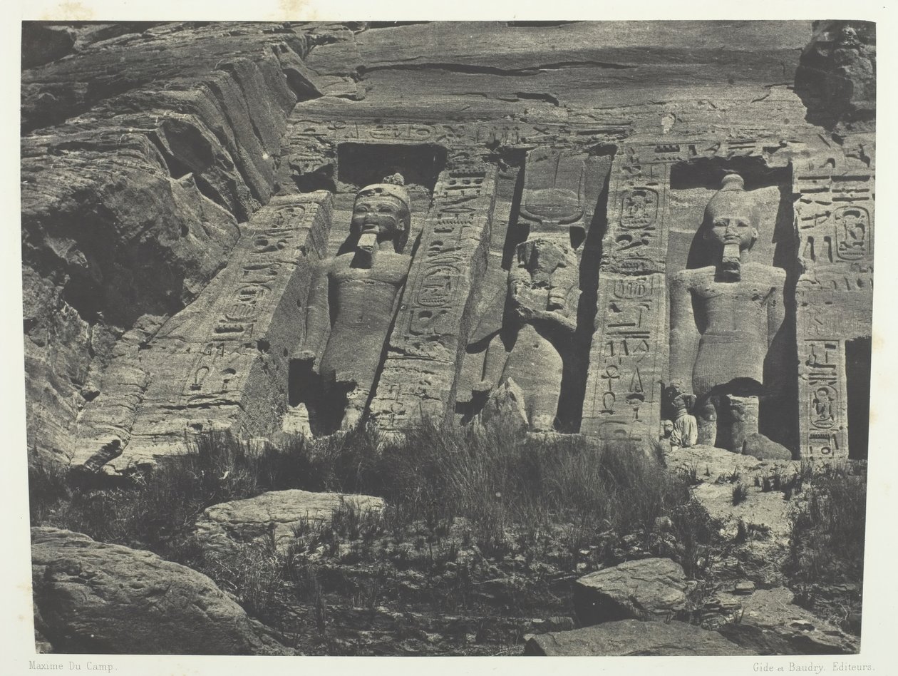 Ibsamboul, södra delen av Speos of Hathor, Nubia, 184951, tryckt 1852. av Maxime Du Camp