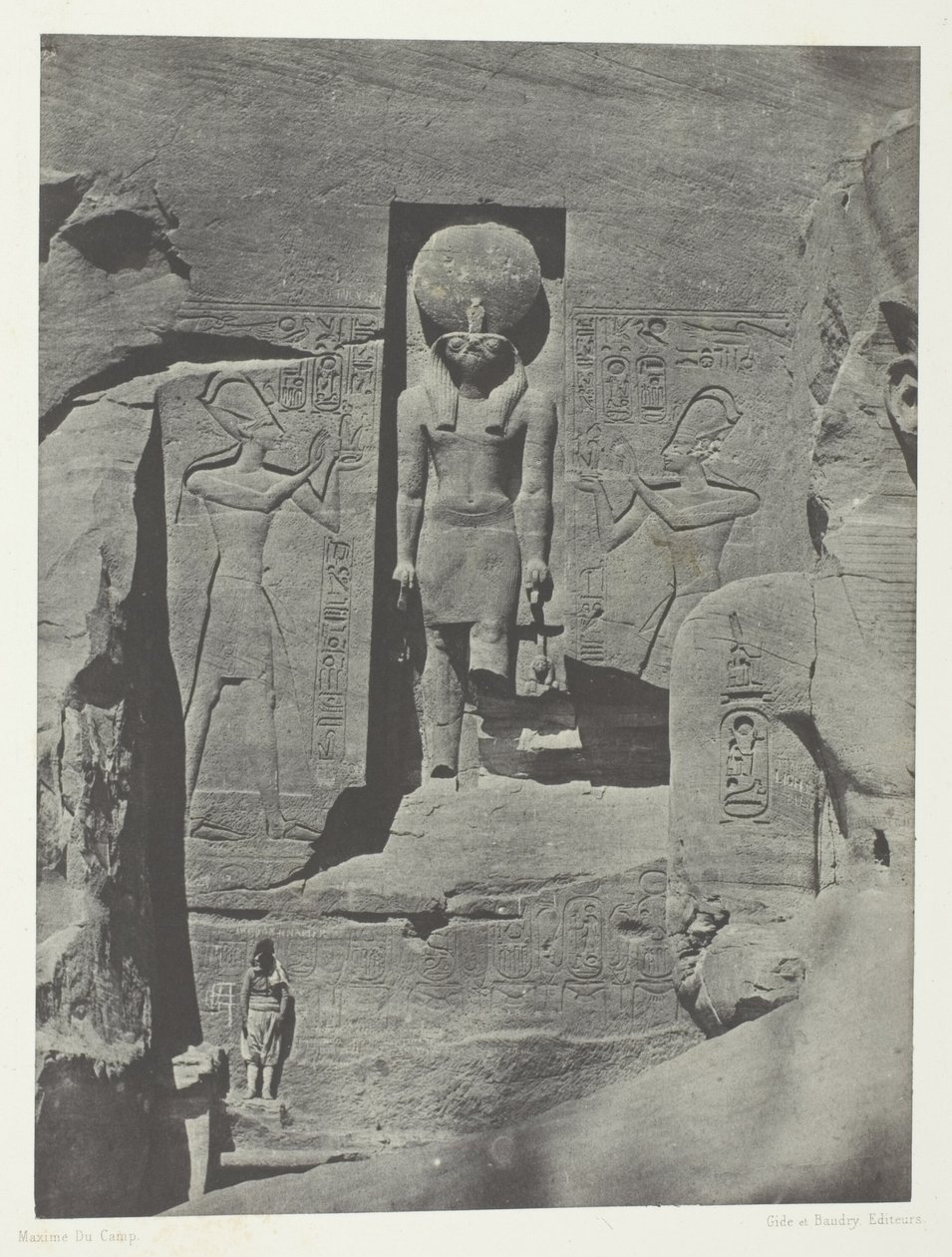 Ibsamboul, Skulpturer från ingången till Spéos i Phrè, Nubien, plansch 105 från albumet "Egypte, Nubie, Palestine et Syrie" (1852) av Maxime Du Camp