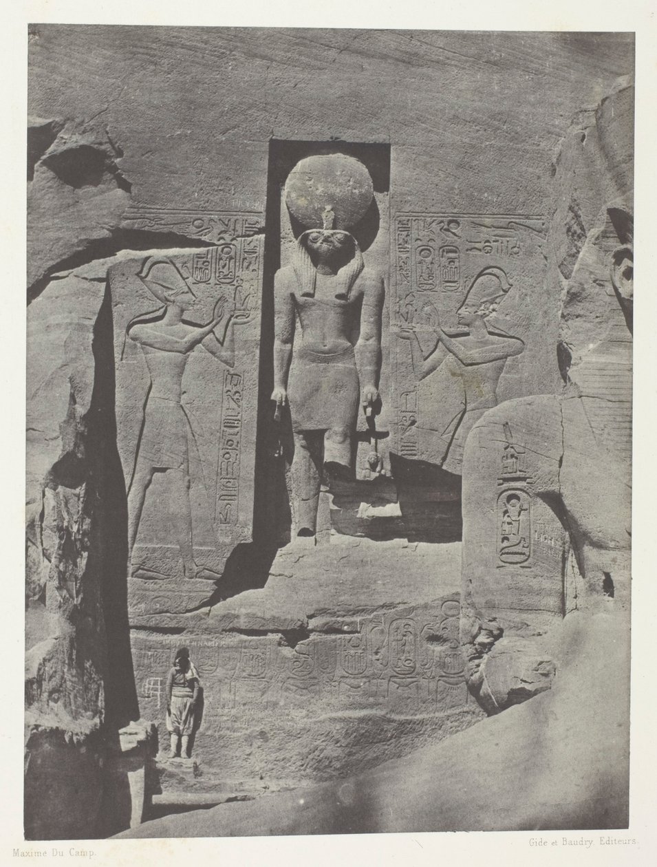 Ibsamboul, Skulpturer från ingången till Spéos i Phrè, Nubien, plansch 105 från albumet "Egypte, Nubie, Palestine et Syrie" (1852) av Maxime Du Camp