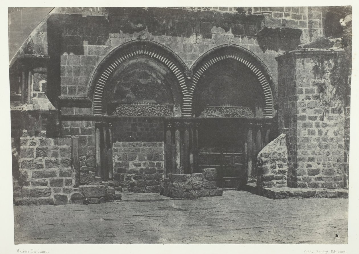 Jerusalem, Nedre arkaderna i Heliga gravens kyrka, Palestina, 184951, tryckt 1852. av Maxime Du Camp