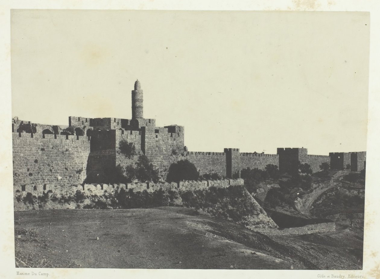 Jerusalem, Västra murarna, Palestina, 184951, tryckt 1852. av Maxime Du Camp