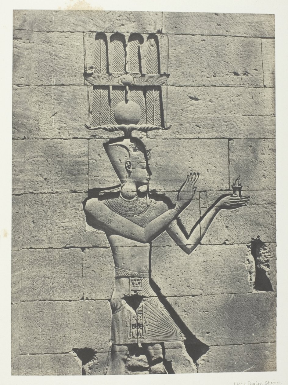 Kalabscheh, Sculptures De La Façade Postérieure Du Temple; Nubie, plansch 91 från albumet "Egypte, Nubie, Palestine et Syrie" (1852) av Maxime Du Camp