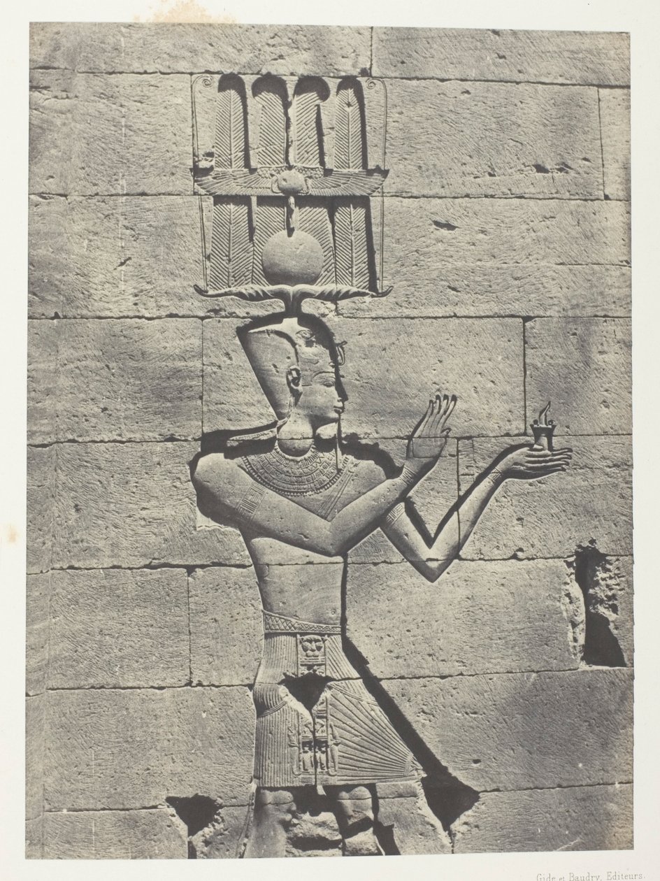 Kalabscheh, Sculptures De La Façade Postérieure Du Temple; Nubie, plansch 91 från albumet "Egypte, Nubie, Palestine et Syrie" (1852) av Maxime Du Camp
