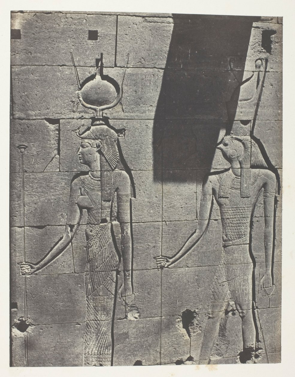 Kalabscheh, Sculptures De La Façade Postérieure Du Temple; Nubie, plansch 92 från albumet "Egypte, Nubie, Palestine et Syrie" (1852) av Maxime Du Camp
