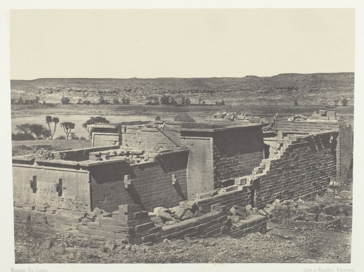 Kalabscheh, General View of Temple of Kalabscheh Talmis, Nubia, 184951, tryckt 1852. av Maxime Du Camp