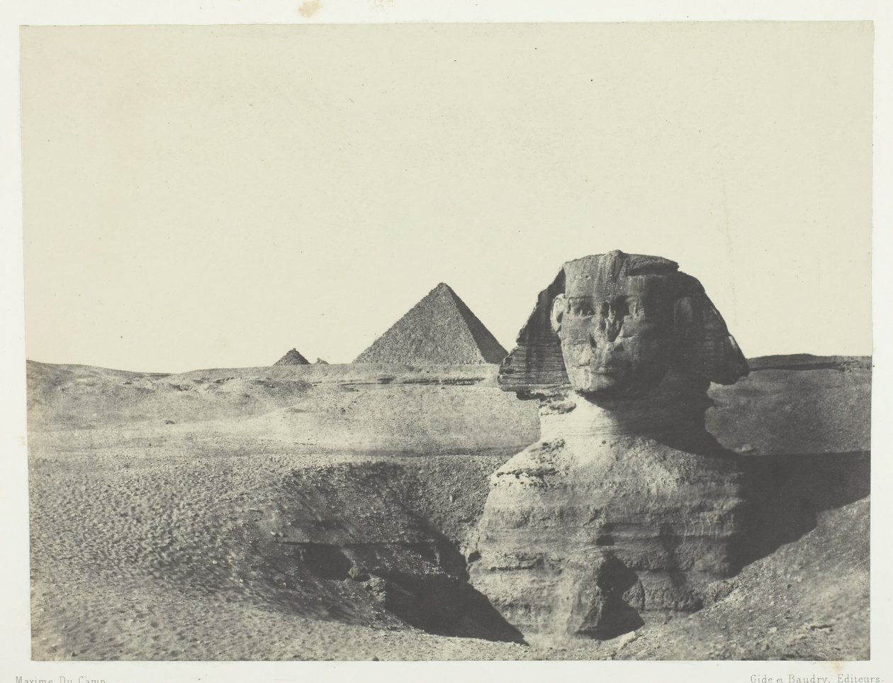 Sphynxen sedd från fronten, Mellersta Egypten, 184951, tryckt 1852. av Maxime Du Camp