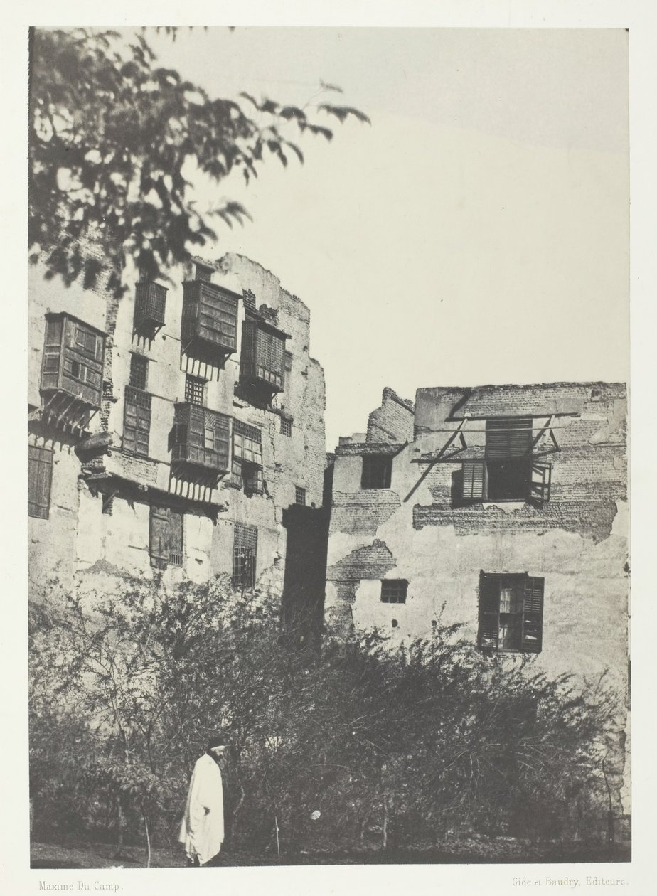 Hus och trädgård i Frank-kvarteret, Le Kaire, 184951, tryckt 1852. av Maxime Du Camp