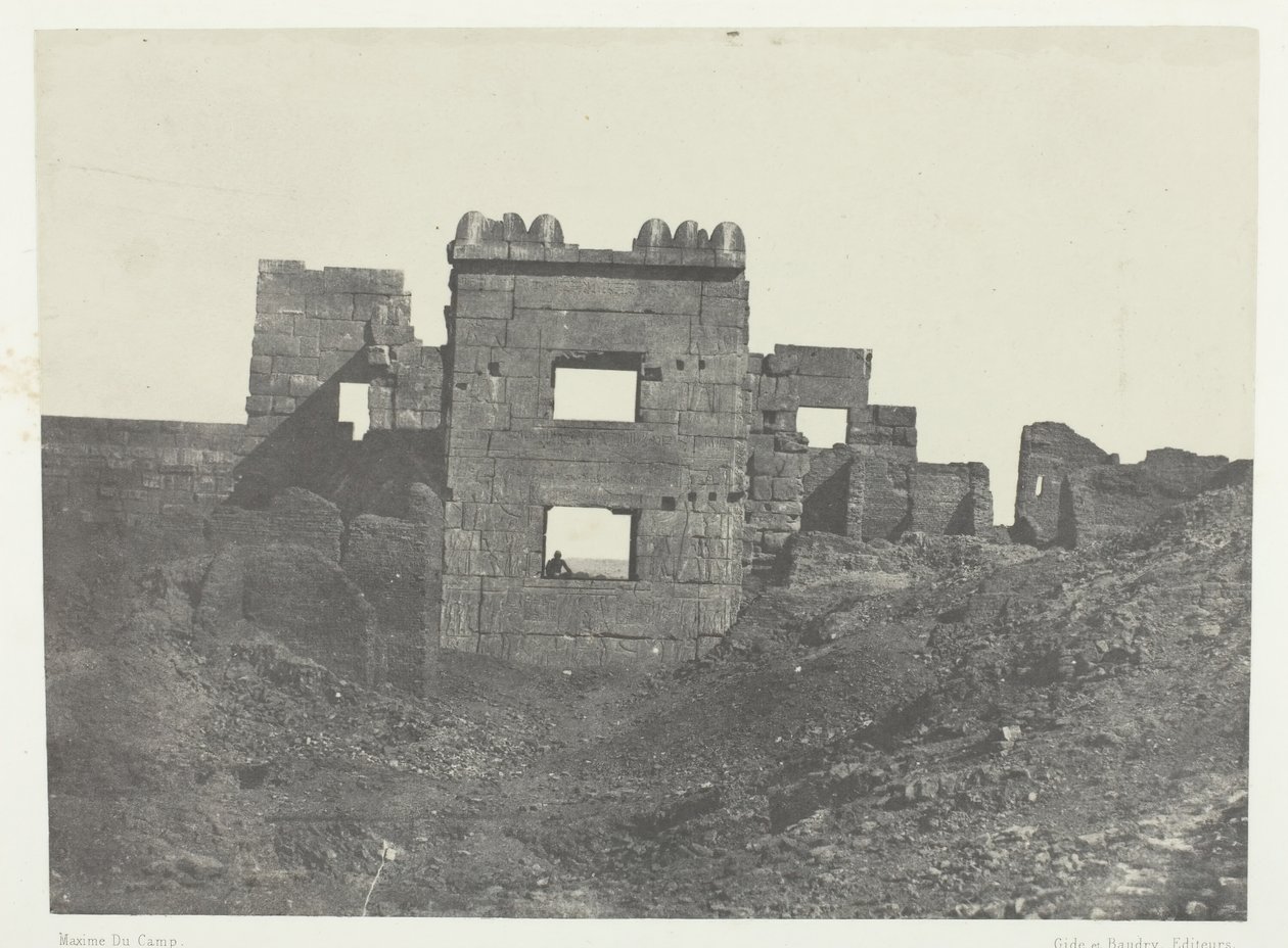 Medinet-Habou, östra fasaden av Gyneceum i Ramses-Mèiamoun, Thebe, 184951, tryckt 1852. av Maxime Du Camp