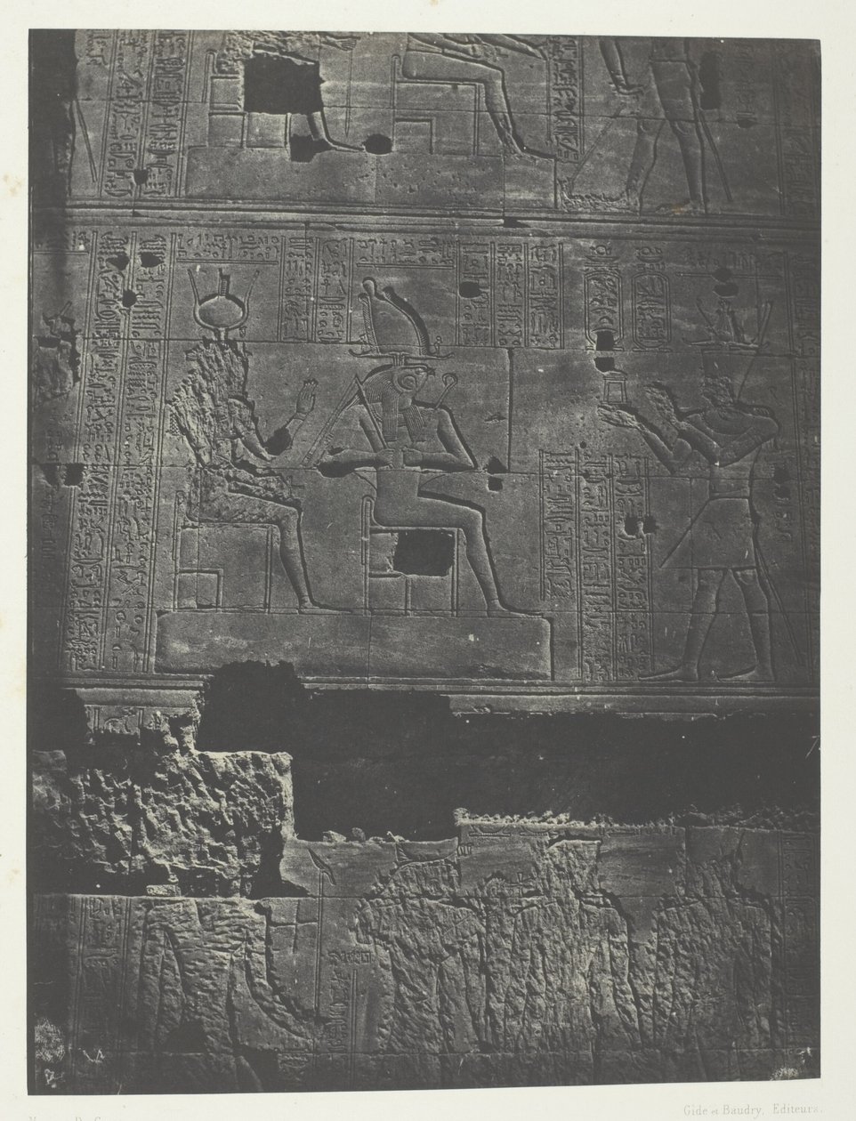 Västra muren, Isis stora tempel i Philoe; Nubien, plansch 78 från albumet "Egypte, Nubie, Palestine et Syrie" (1852) av Maxime Du Camp