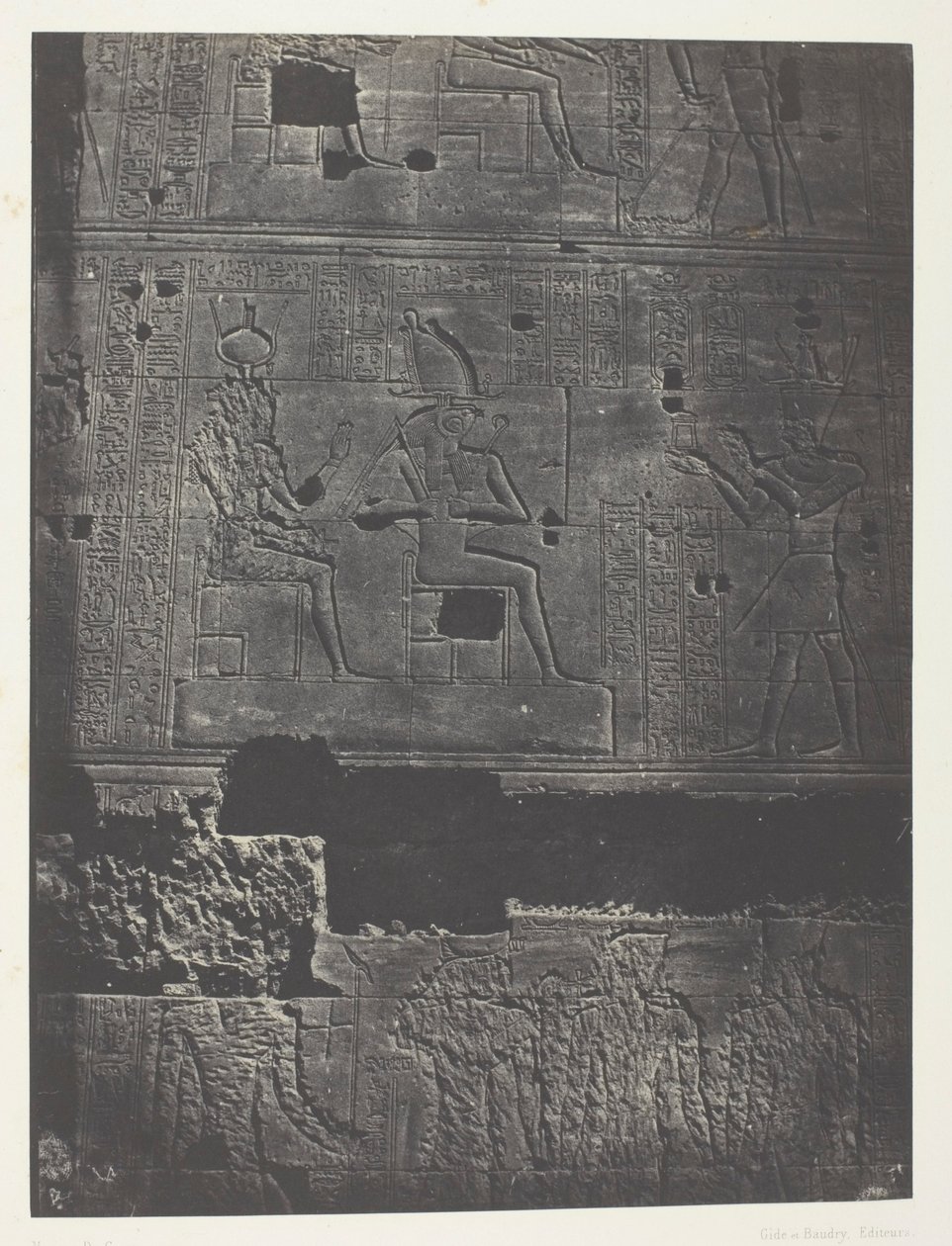 Västra muren, Isis stora tempel i Philoe; Nubien, plansch 78 från albumet "Egypte, Nubie, Palestine et Syrie" (1852) av Maxime Du Camp