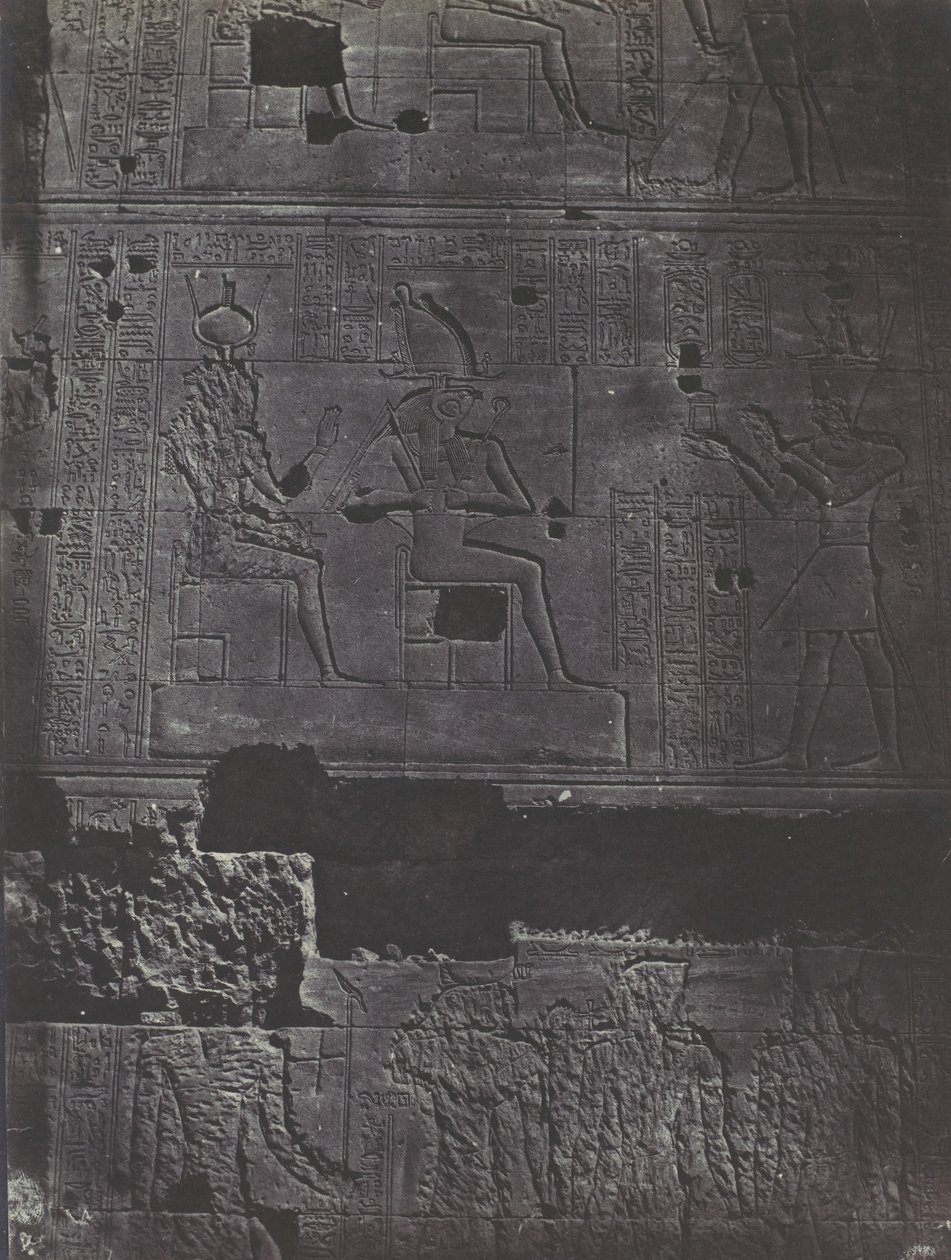 Nubia. Isis stora tempel vid Filoe. Västra muren, 1850. av Maxime Du Camp