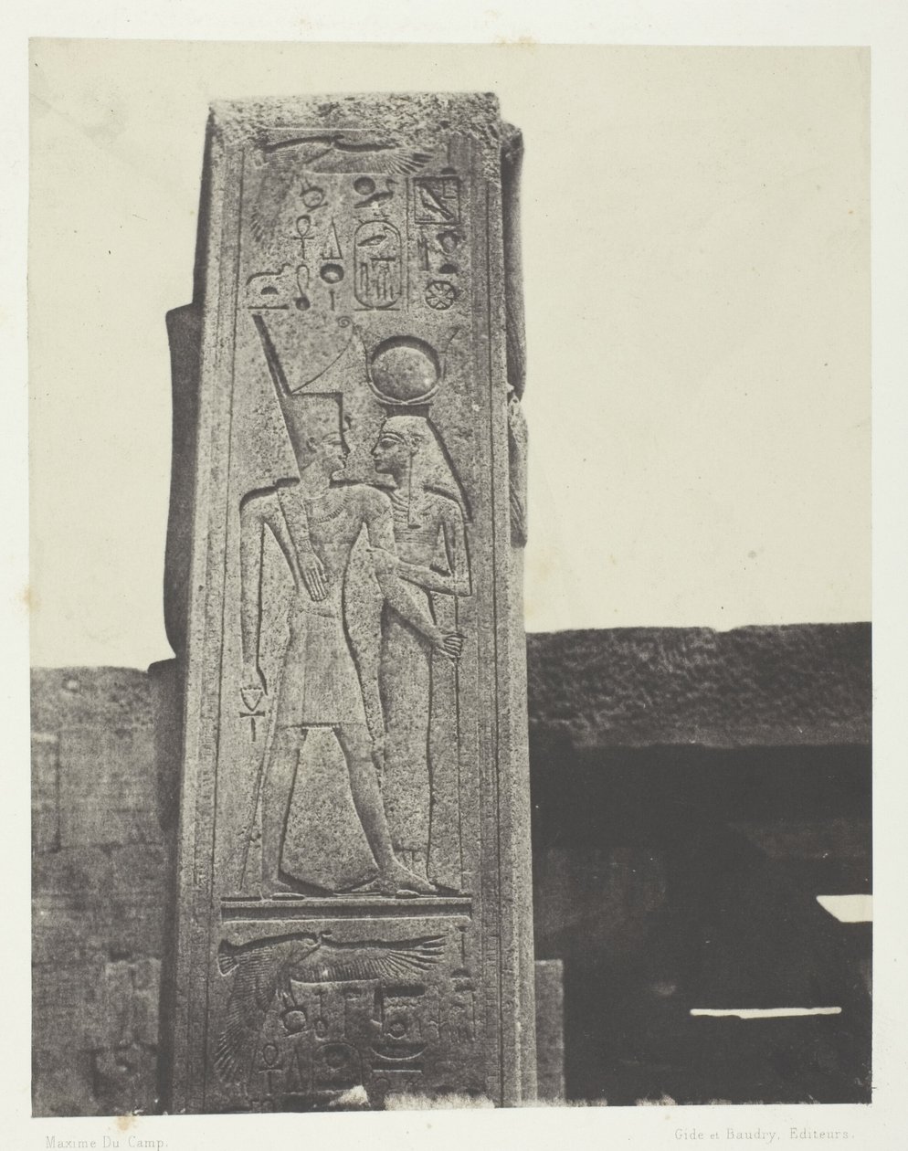Karnak Palace, Pelare Framme av Granit Sanctuary; Thebe av Maxime Du Camp
