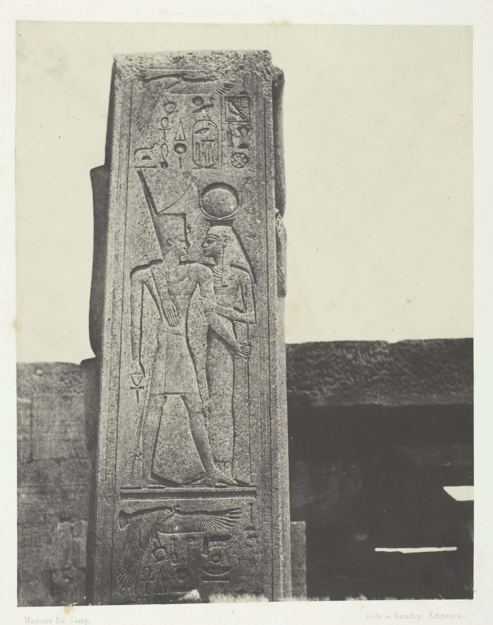 Karnakpalatset, pelaren före granithelgedomen, Thebe, 184951, tryckt 1852. av Maxime Du Camp