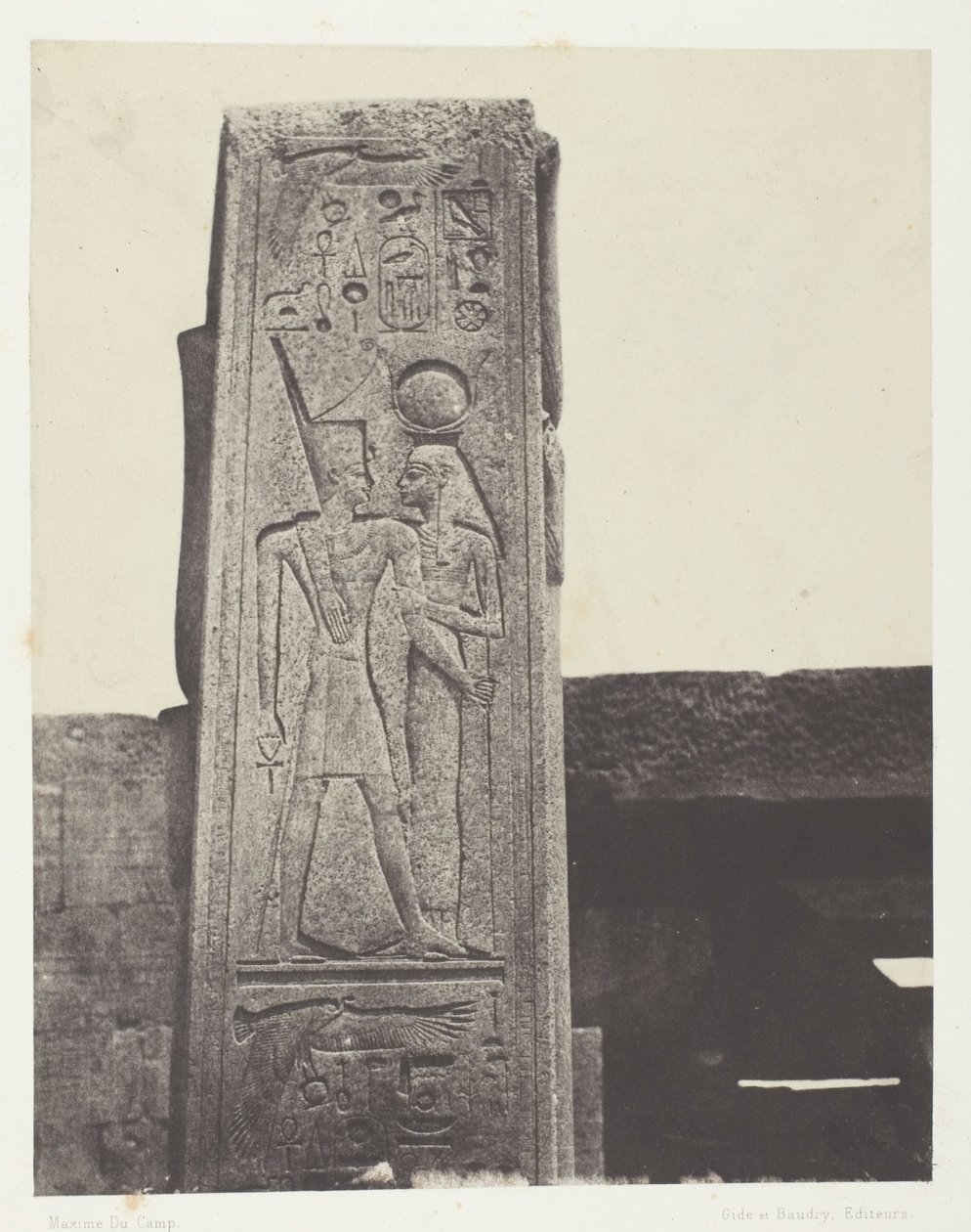 Karnak Palace, Pelare Framme av Granit Sanctuary; Thebe av Maxime Du Camp