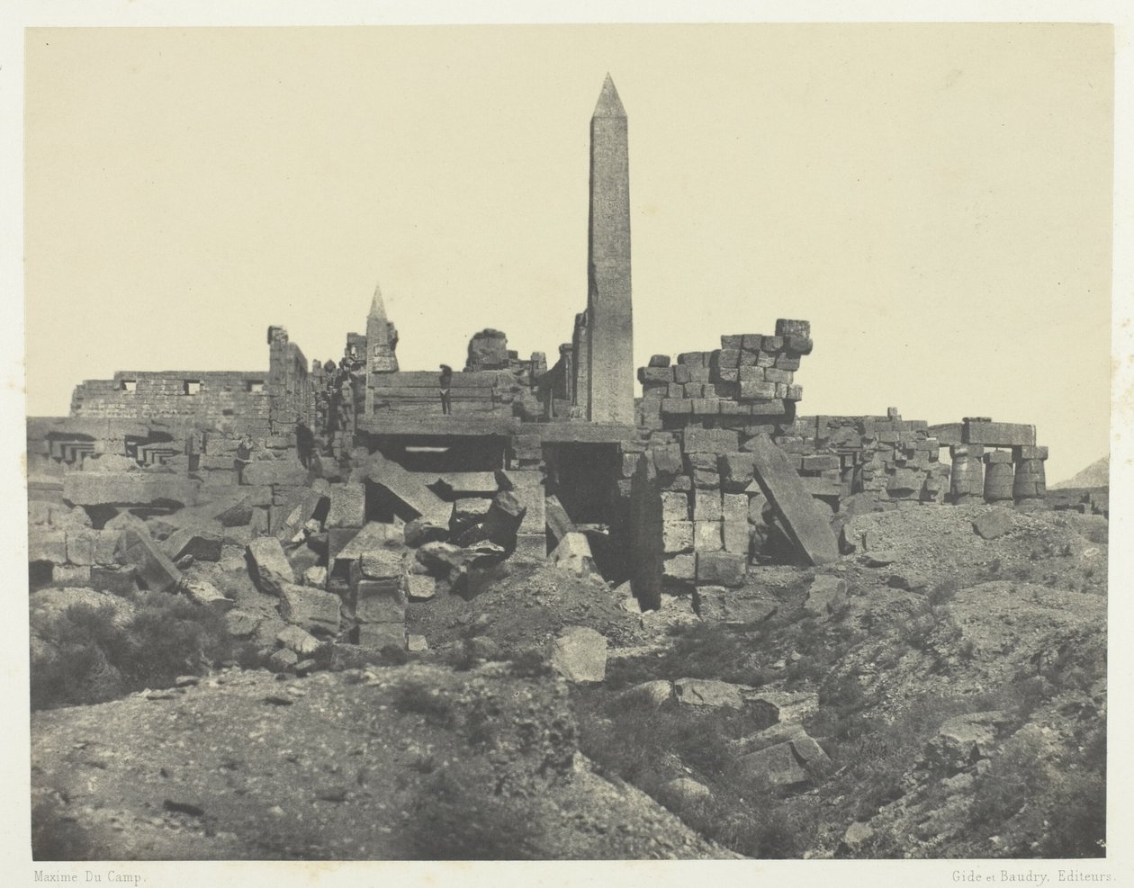 Karnak Palace, Granit Sanctuary och Hypostyle Hall; Thebe av Maxime Du Camp