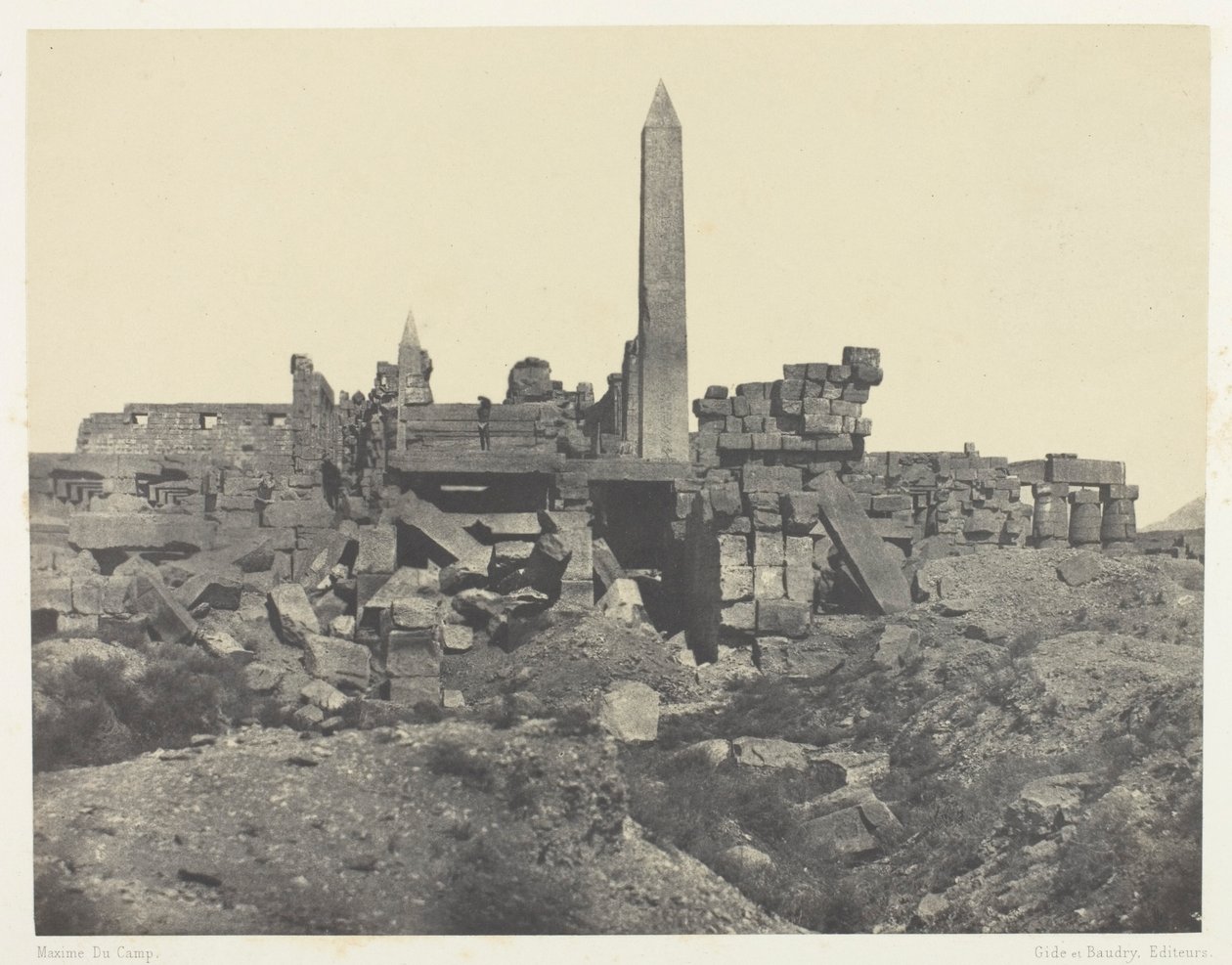 Karnak Palace, Granit Sanctuary och Hypostyle Hall; Thebe av Maxime Du Camp